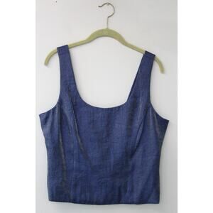 Vintage 90s Metallic Blue Corset Style Cropped Tank